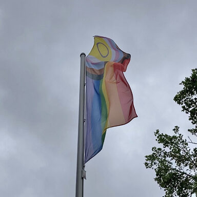 Die Community-Flagge hängt nun vor dem Kreishaus.